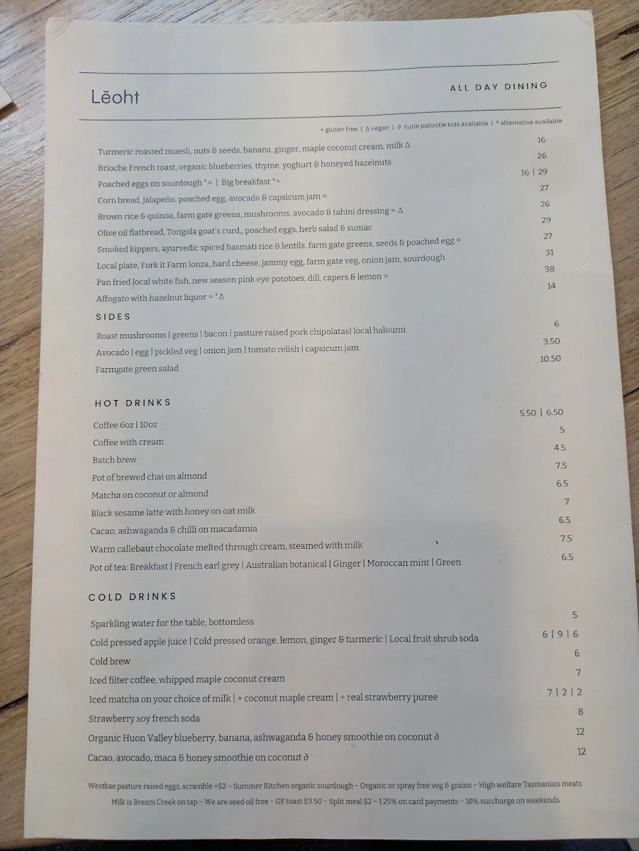 Menu, Lēoht
