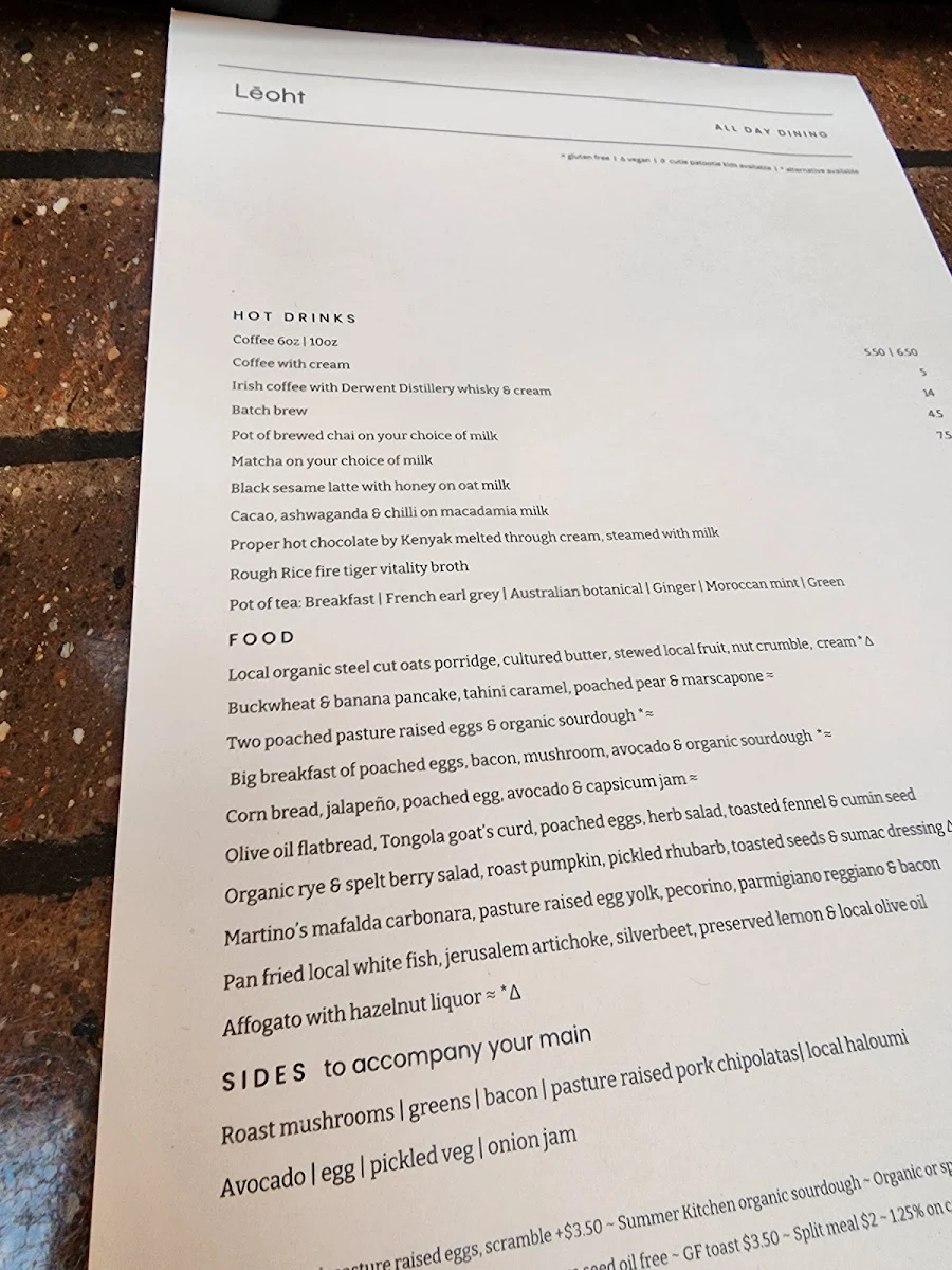 Menu, Lēoht
