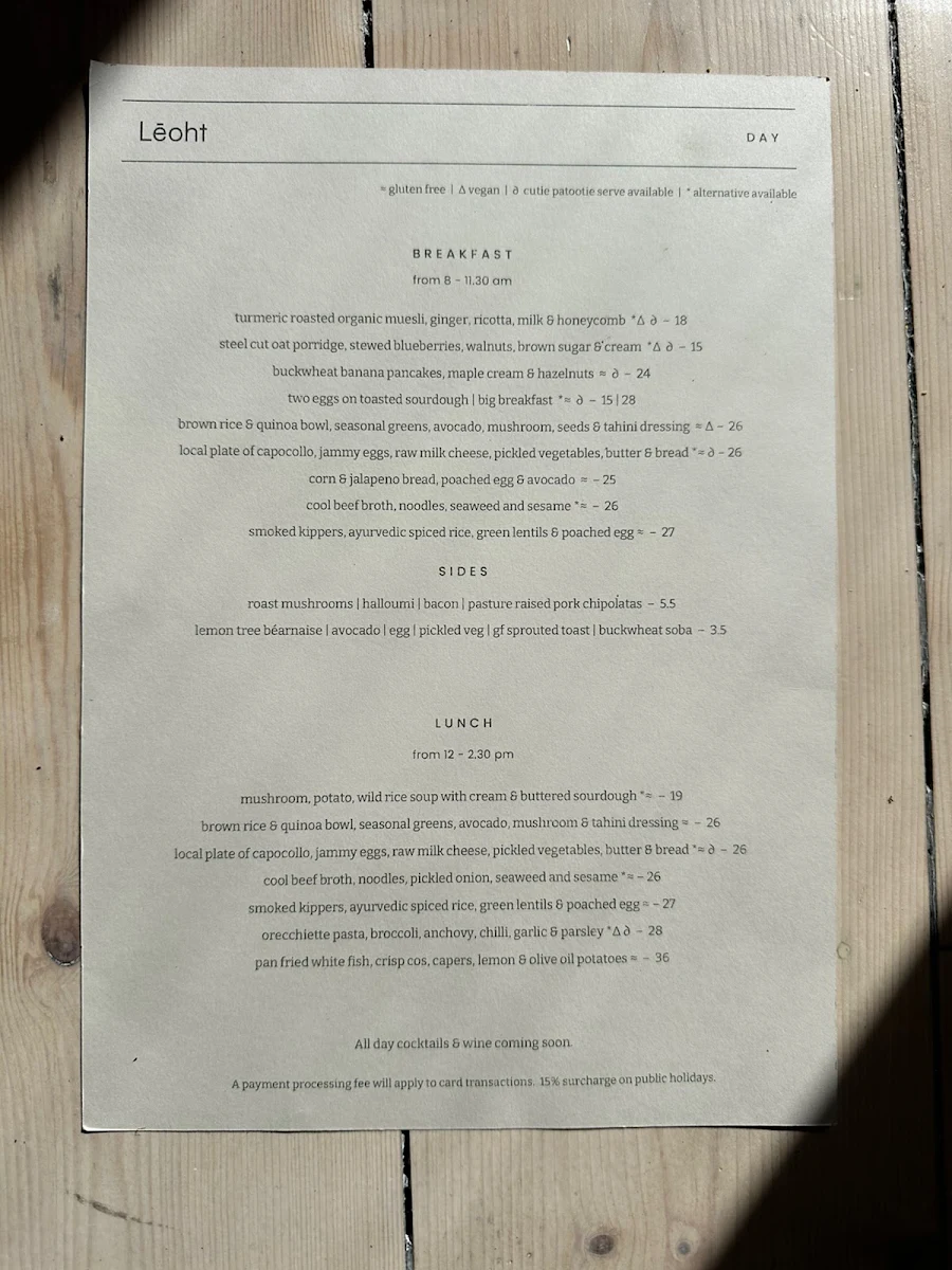 Menu, Lēoht