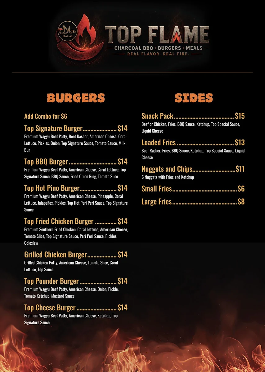 Menu, Top Flame