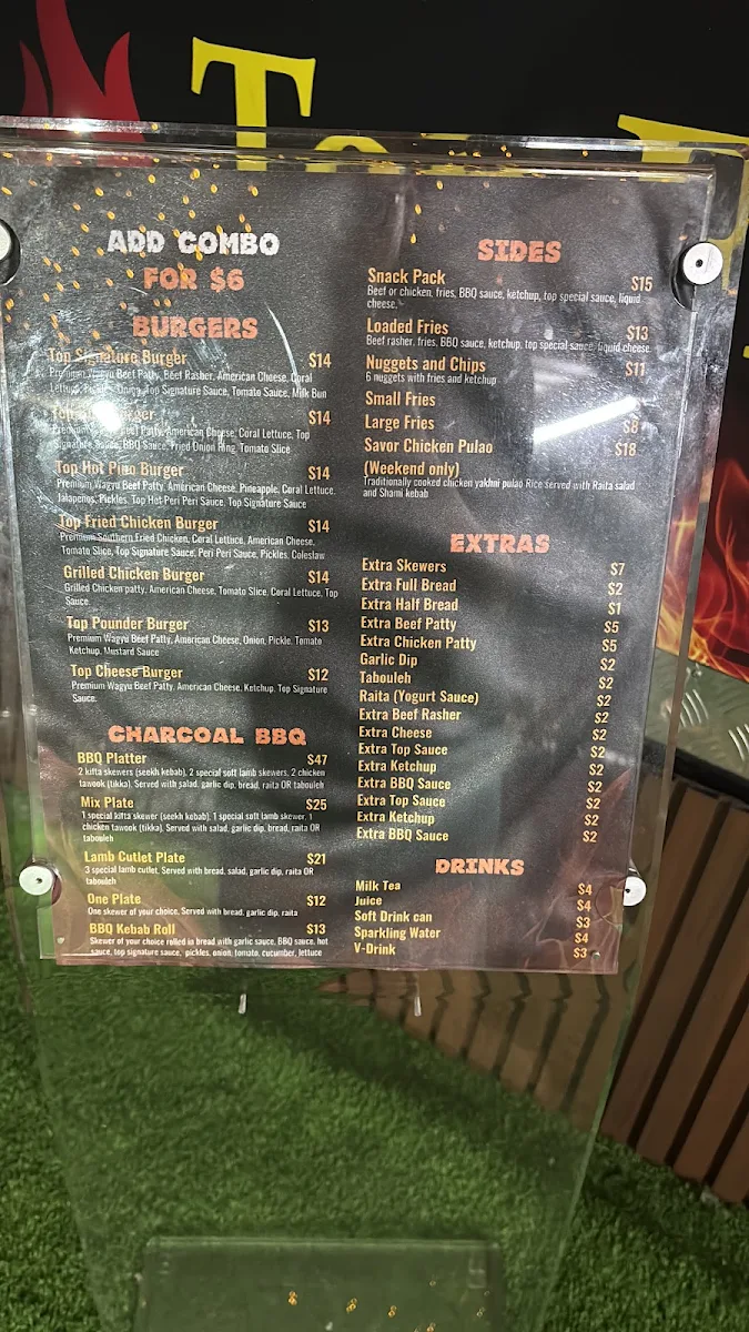 Menu, Top Flame