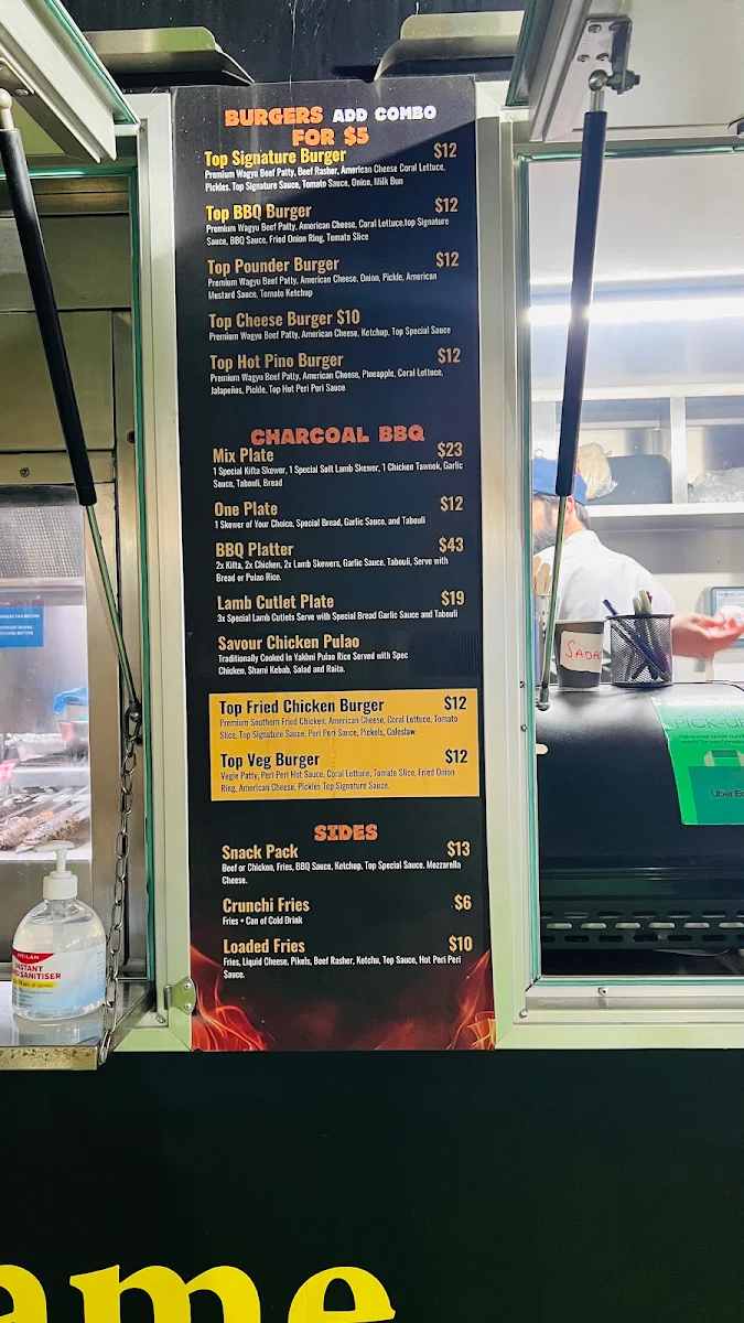 Menu, Top Flame