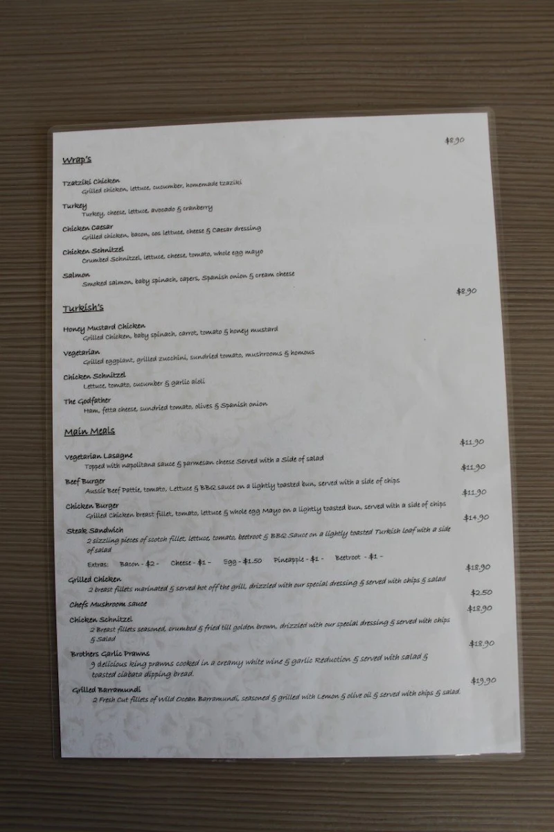 Menu, The Rusty Flute
