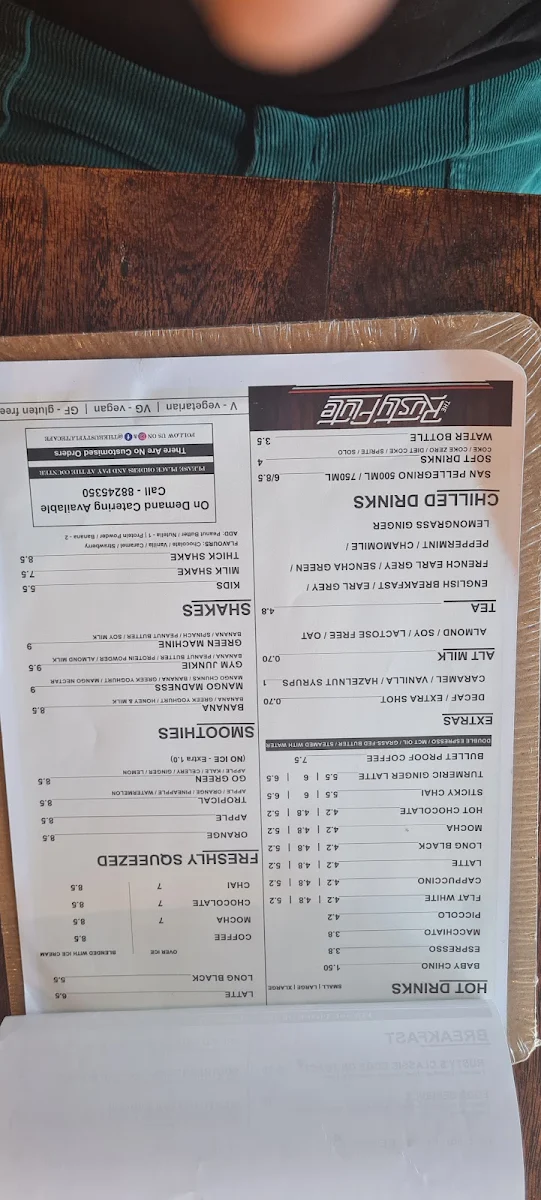 Menu, The Rusty Flute