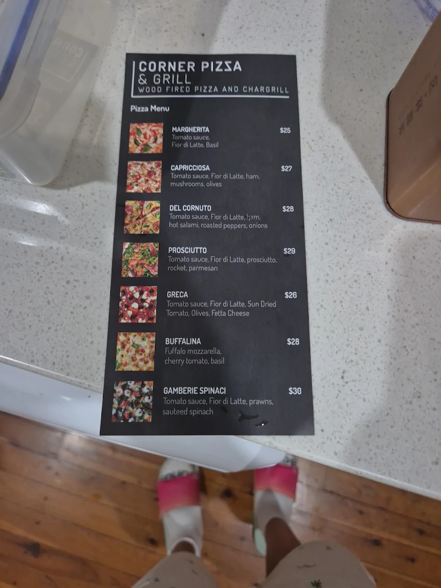 Menu, Corner Pizza and Grill