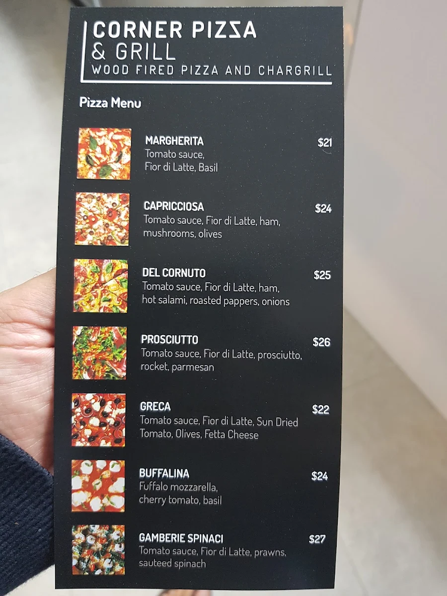Menu, Corner Pizza and Grill