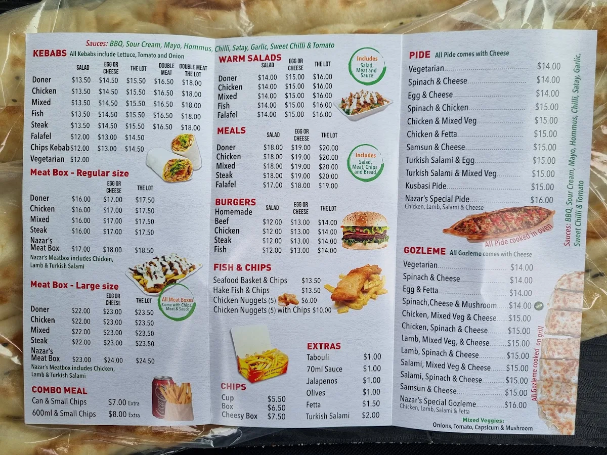 Menu, Istanbul Herdsman Kebab House