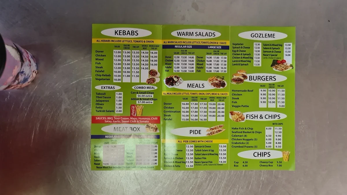 Menu, Istanbul Herdsman Kebab House