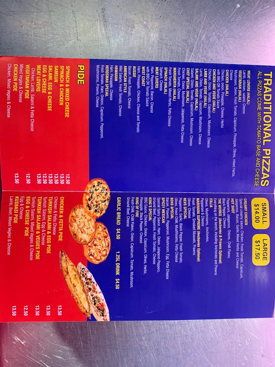 Menu, Istanbul Herdsman Kebab House