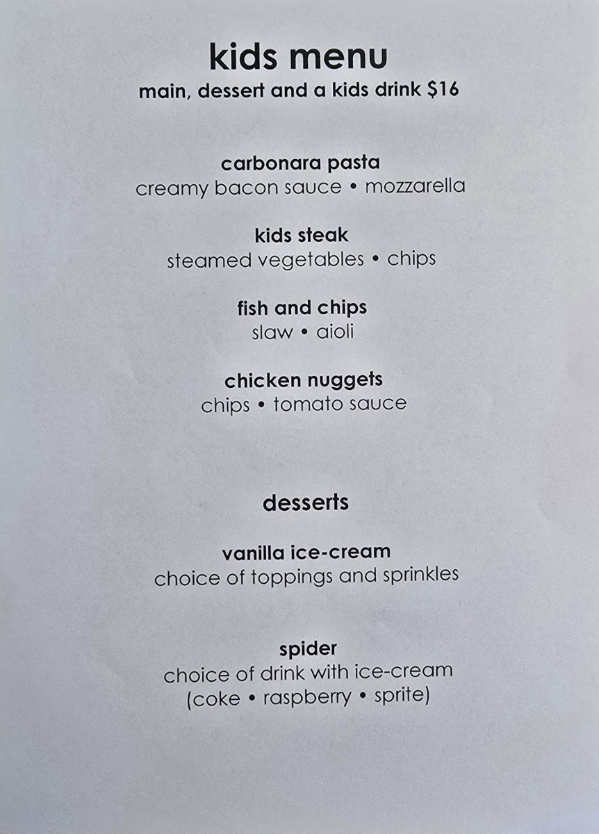 Menu, Clovelly Restaurant & Bar