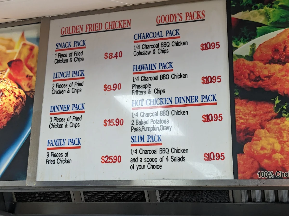 Menu, Goodys Charcoal Chicken