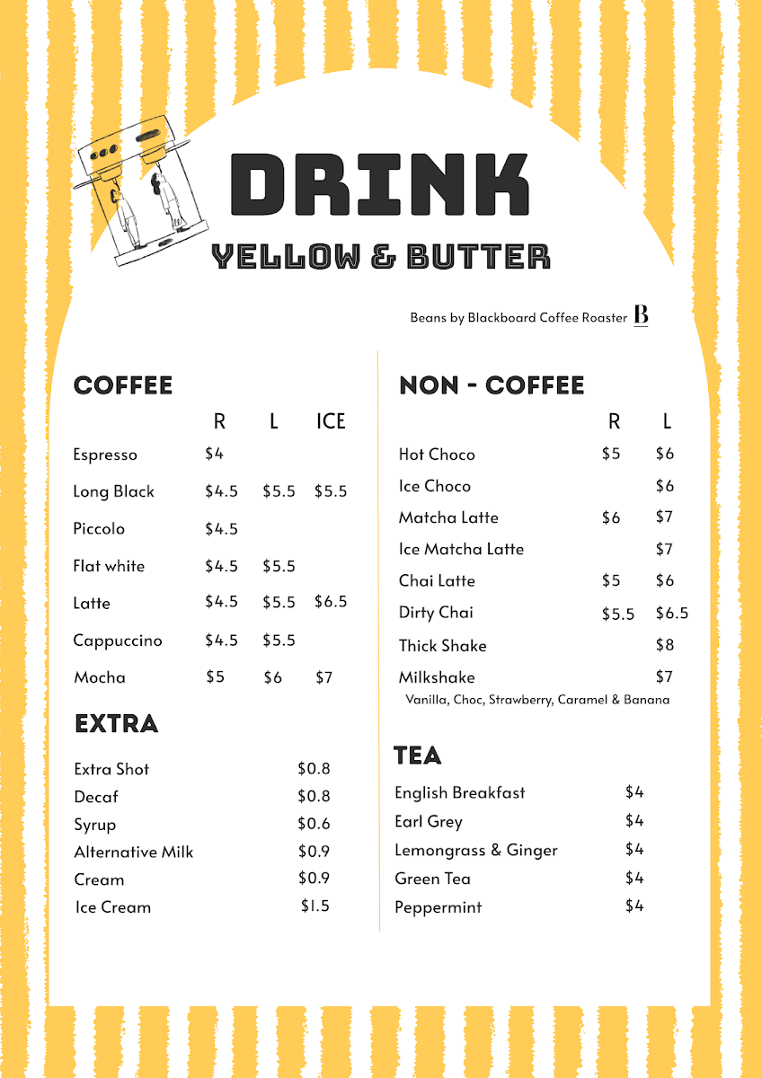 Menu, Yellow & Butter