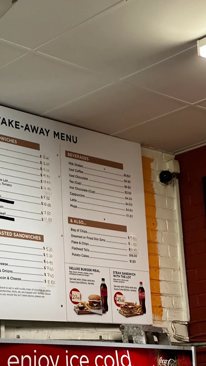Menu, Embassy Cafe