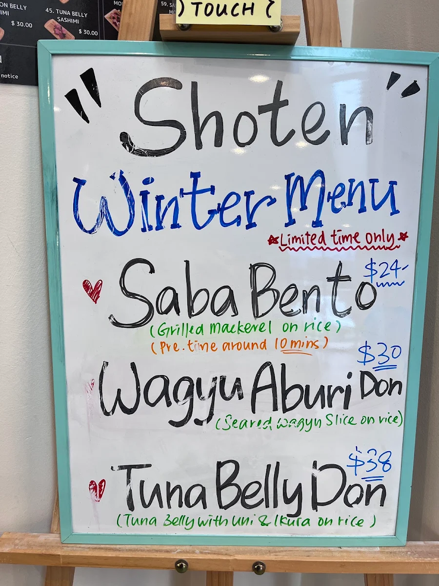 Menu, Shoten Sushi Takeaway and Grocery