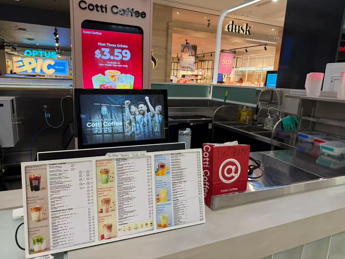 Menu, Cotti Coffee (Westfield Doncaster)