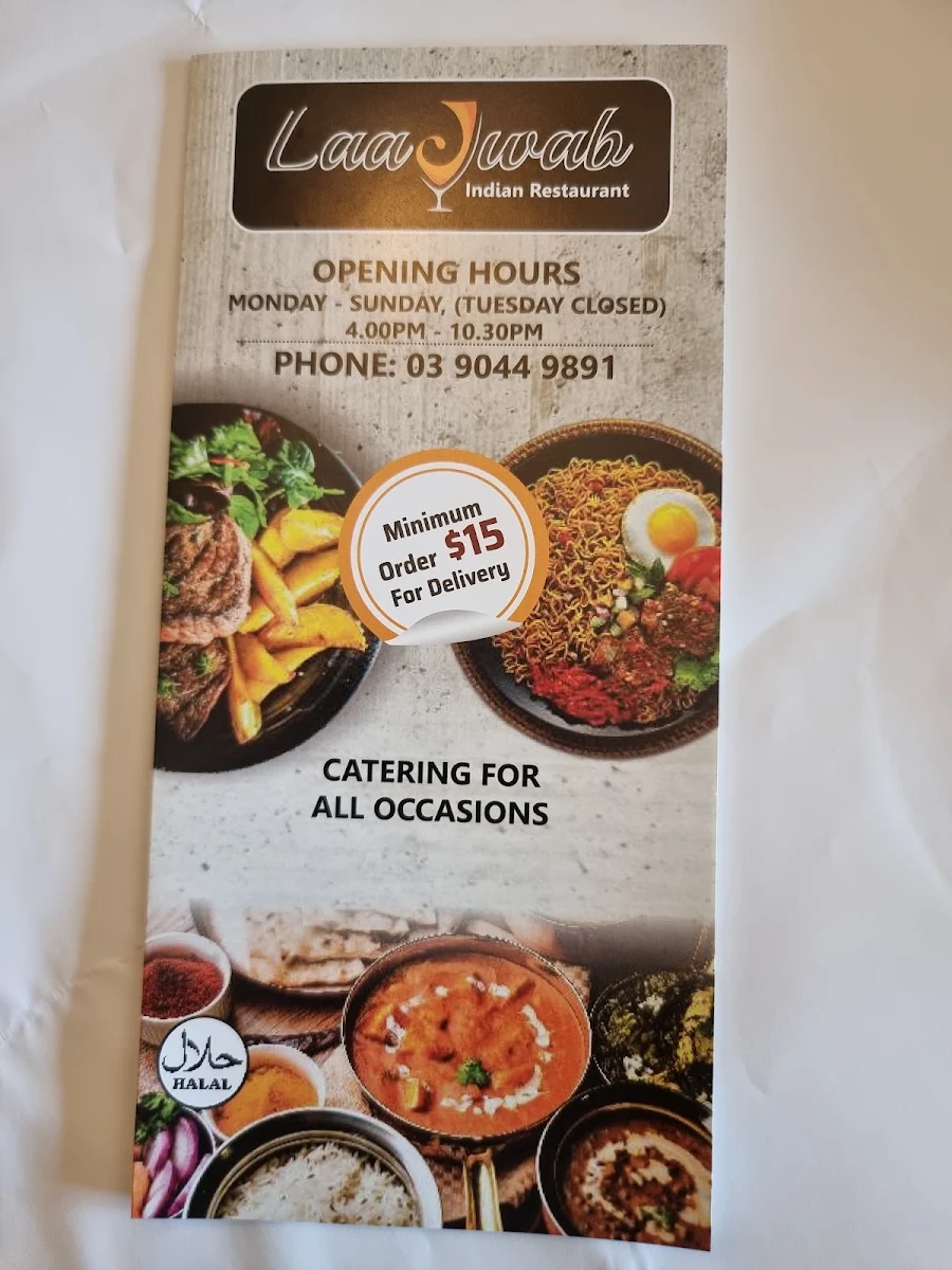 Menu, Laajwab Indian Restaurant