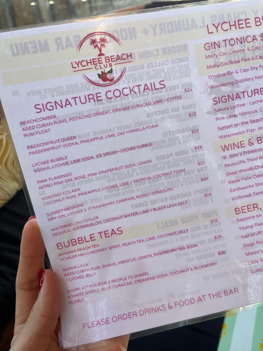 Menu, Lucky Chan's Laundry & Noodle Bar
