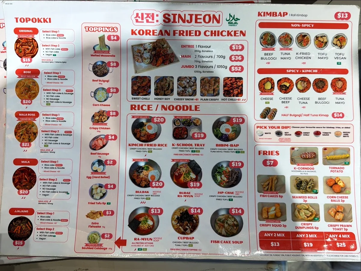 Menu, SinJeon