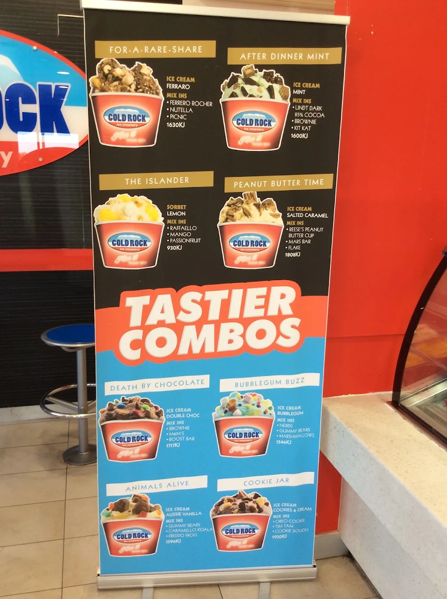 Menu, Cold Rock Ice Creamery Wantirna