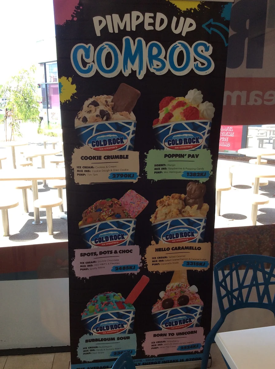 Menu, Cold Rock Ice Creamery Wantirna