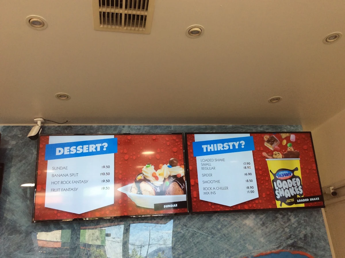 Menu, Cold Rock Ice Creamery Wantirna