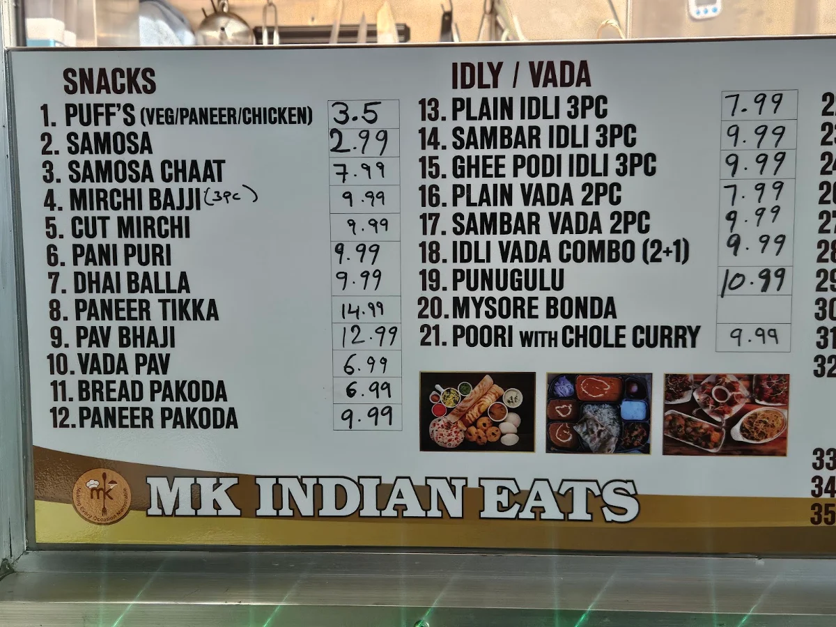 Menu, MK INDIAN EATS -"KAHOO MACHA"