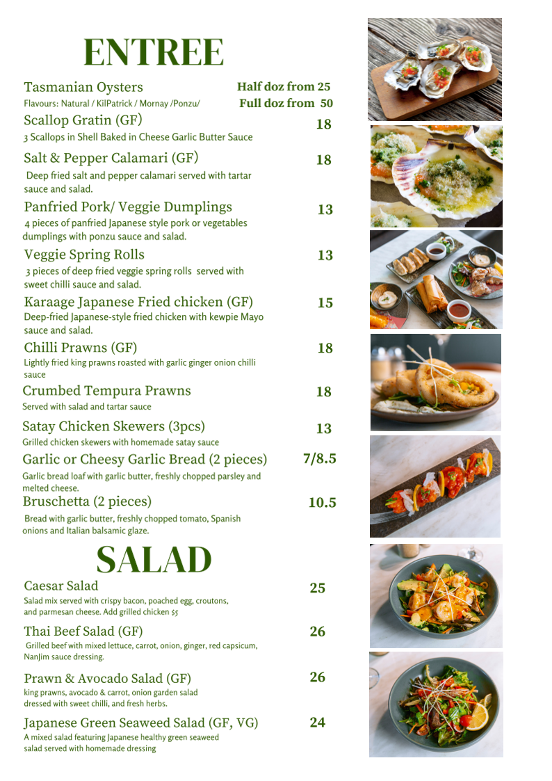 Menu, Portarlington Kitchen & Bar