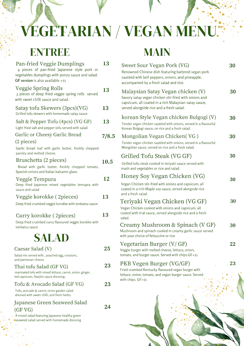 Menu, Portarlington Kitchen & Bar