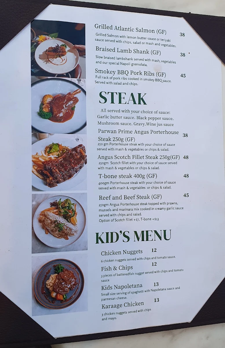 Menu, Portarlington Kitchen & Bar