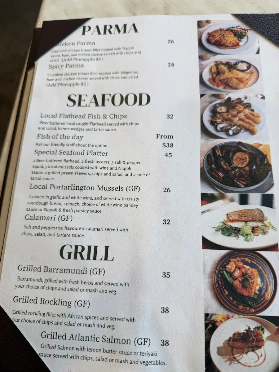 Menu, Portarlington Kitchen & Bar