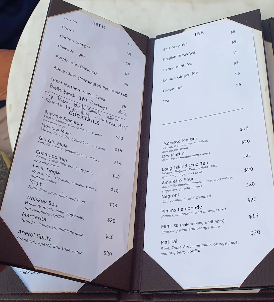 Menu, Portarlington Kitchen & Bar