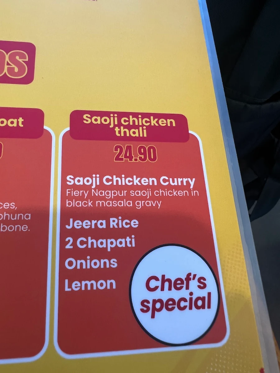 Menu, The Bombay Cartel
