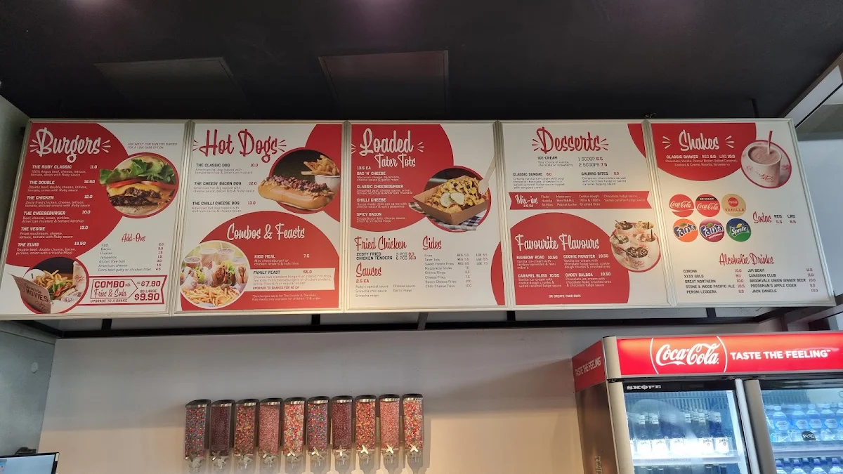 Menu, Ruby Chews Burgers & Shakes
