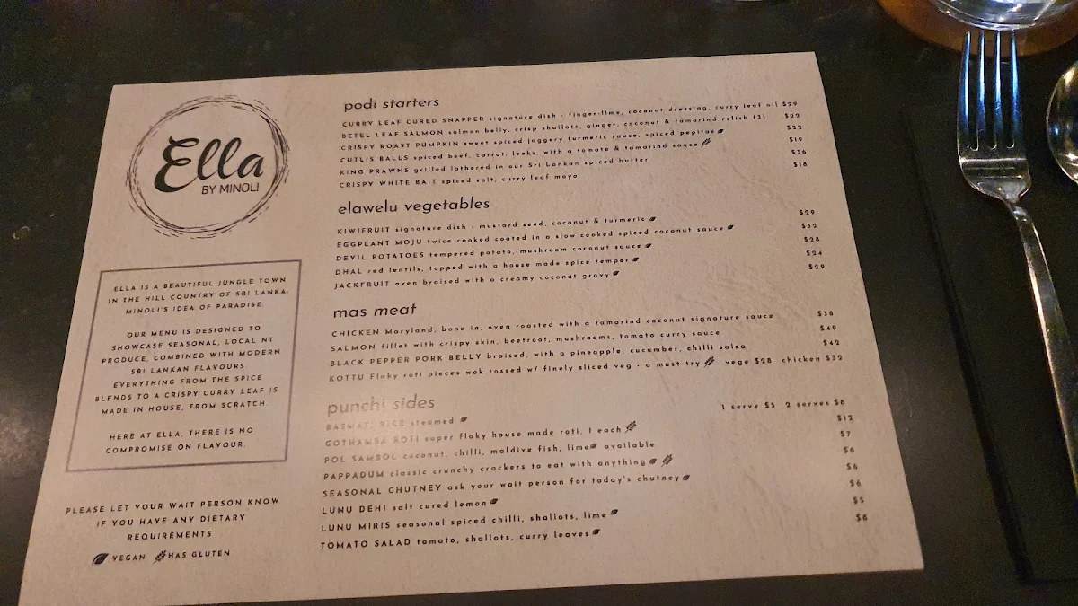 Menu, Ella