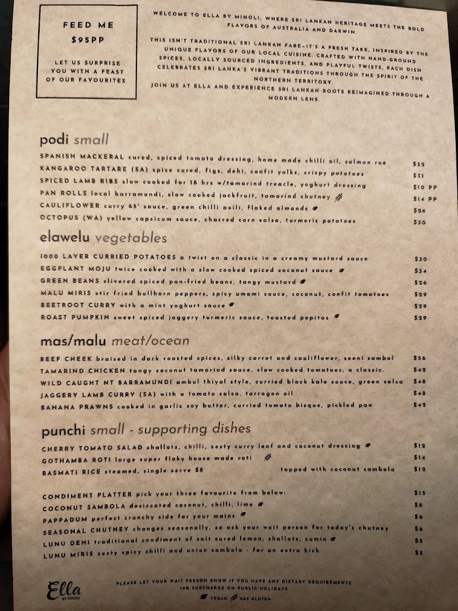 Menu, Ella
