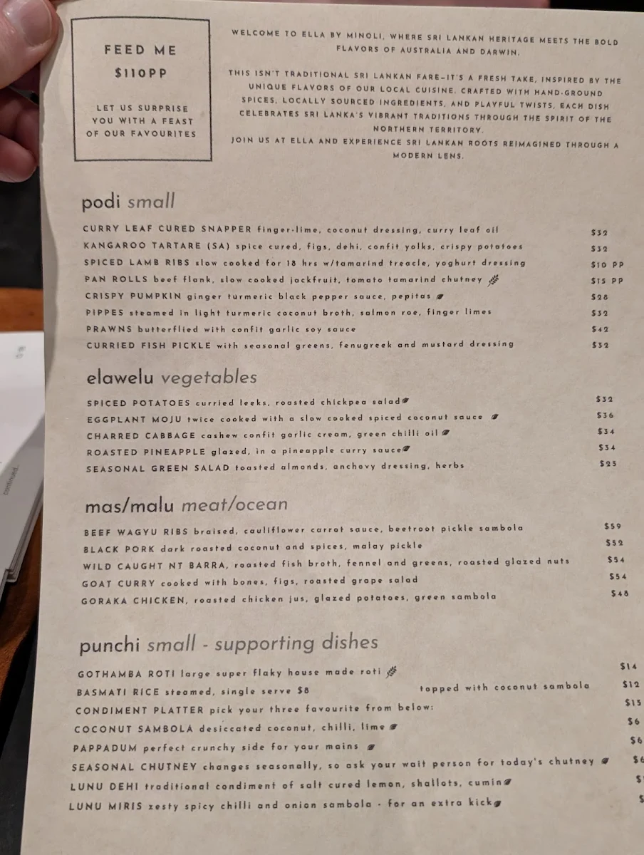Menu, Ella