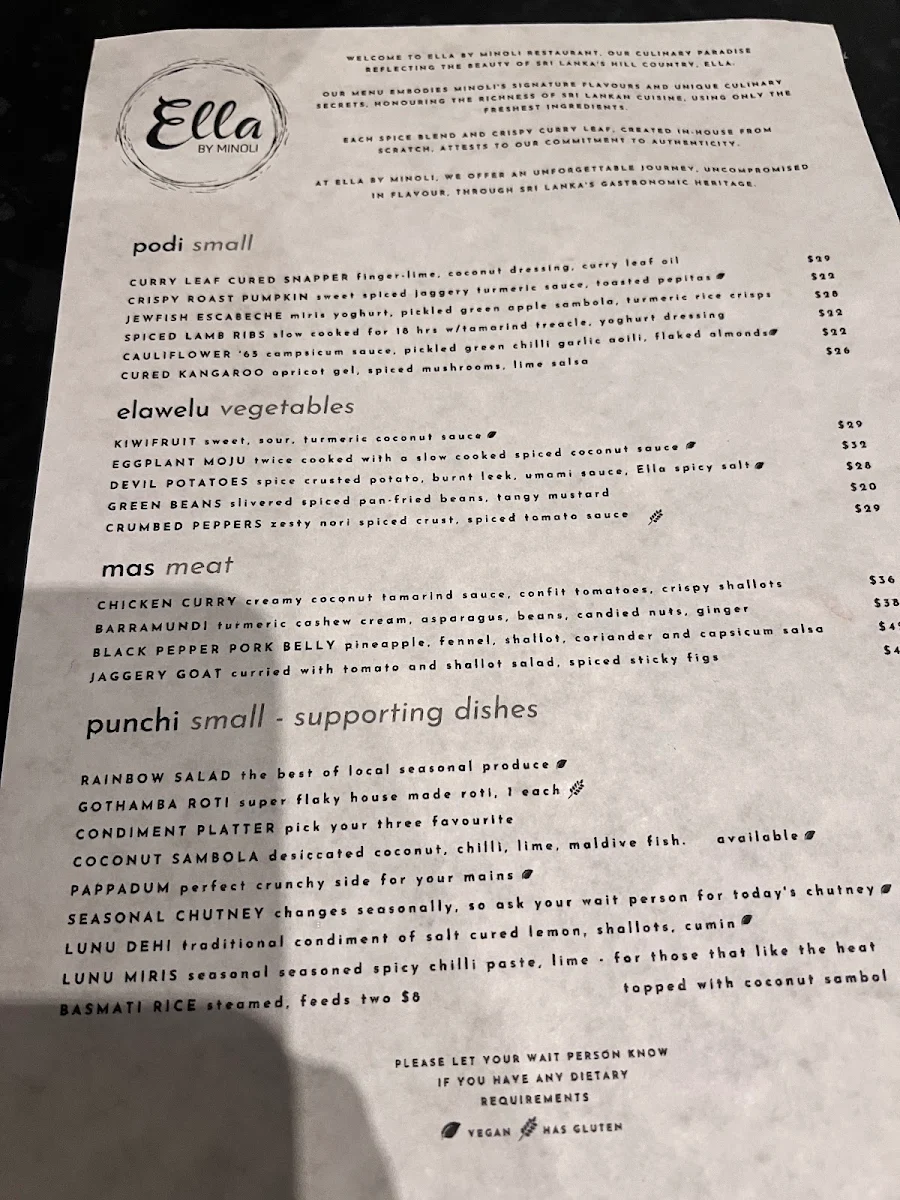 Menu, Ella