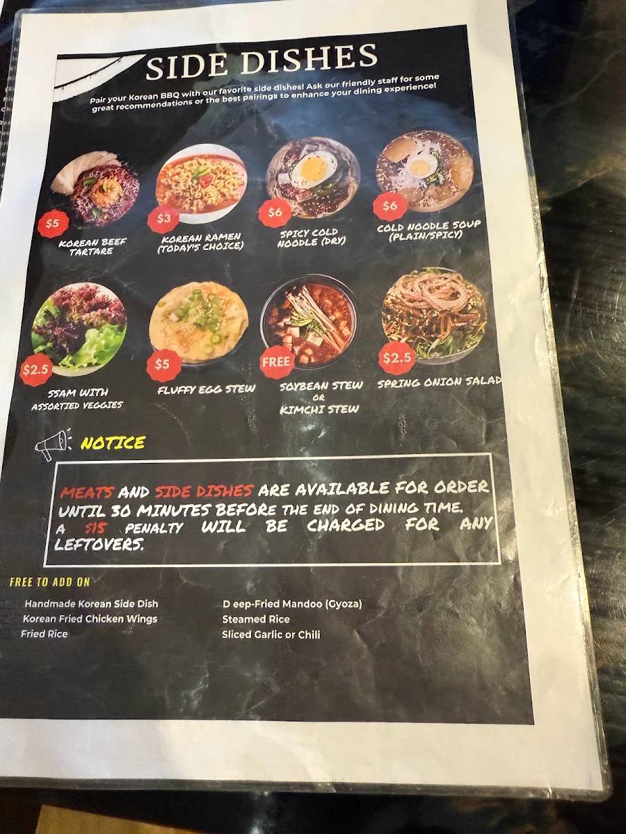 Menu, BeWon Korean BBQ Adelaide