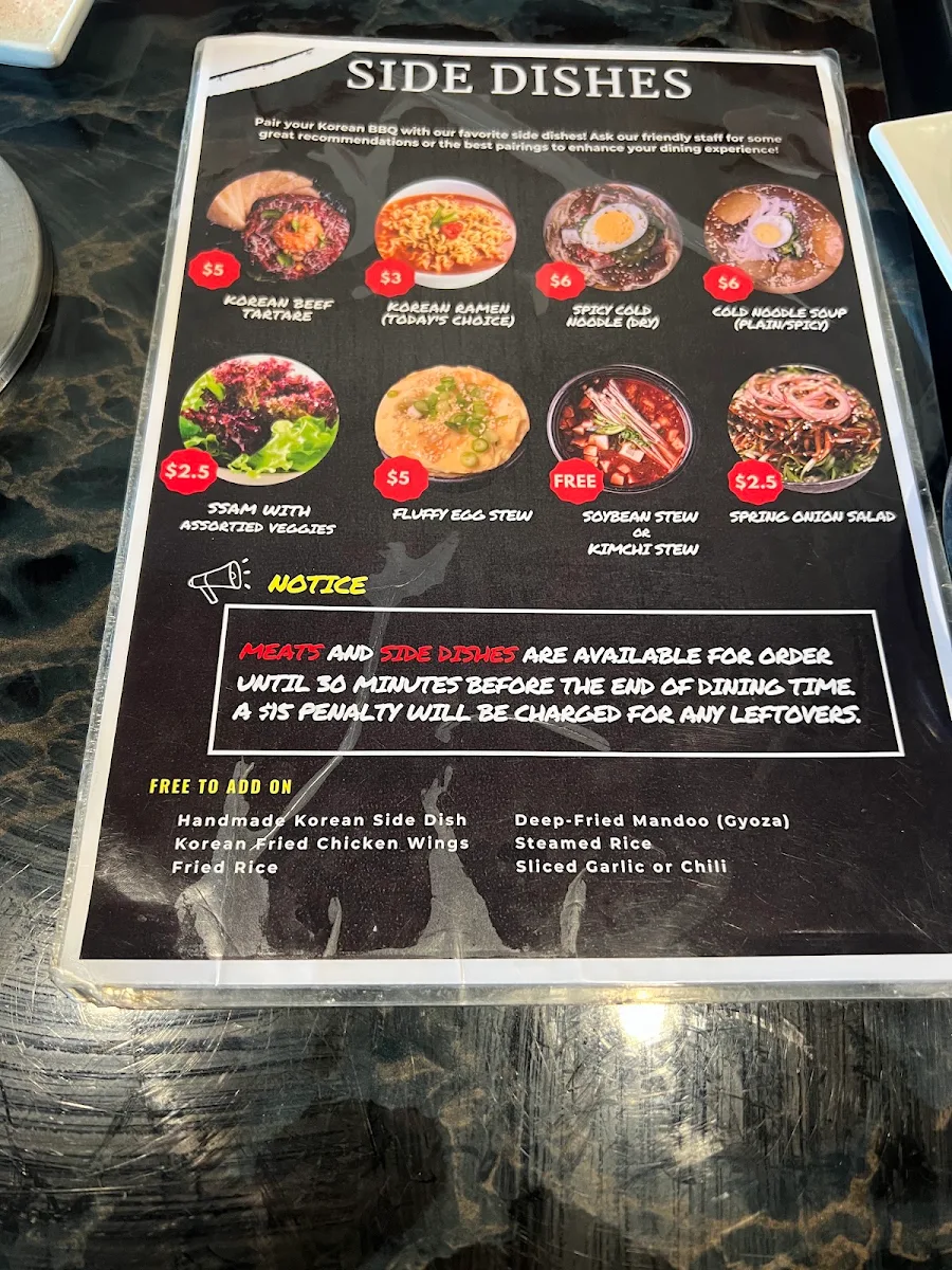 Menu, BeWon Korean BBQ Adelaide
