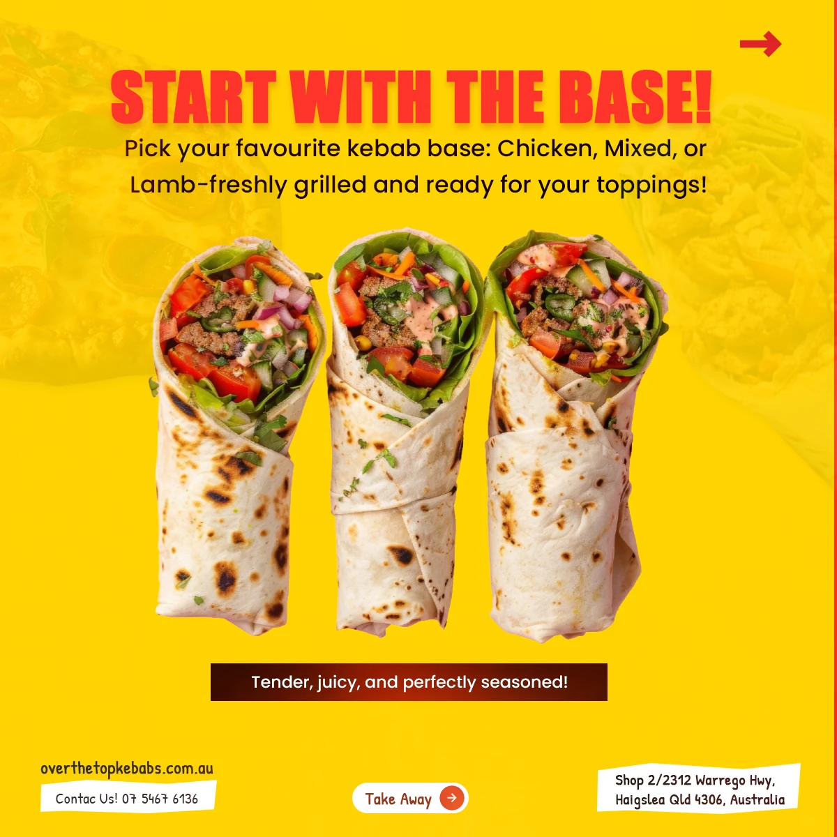 Menu, Over The Top Kebabs Haigslea