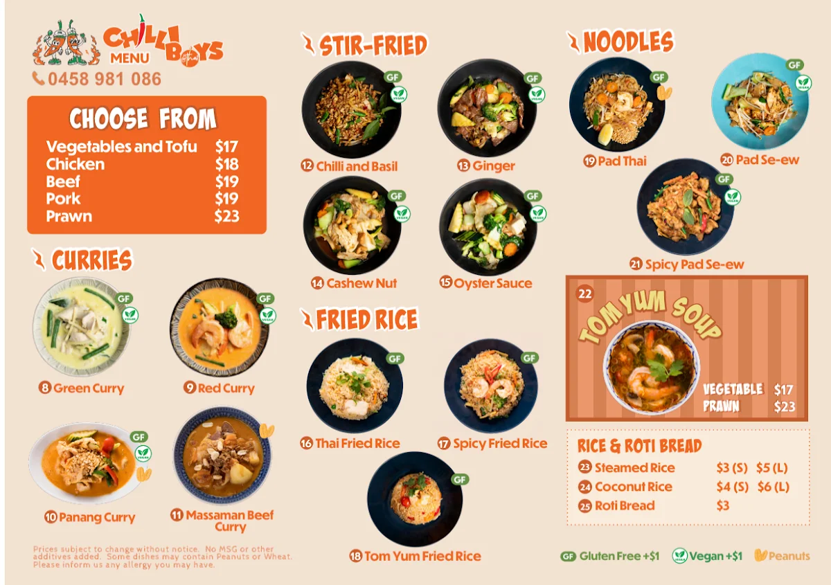 Menu, Chilli Boys