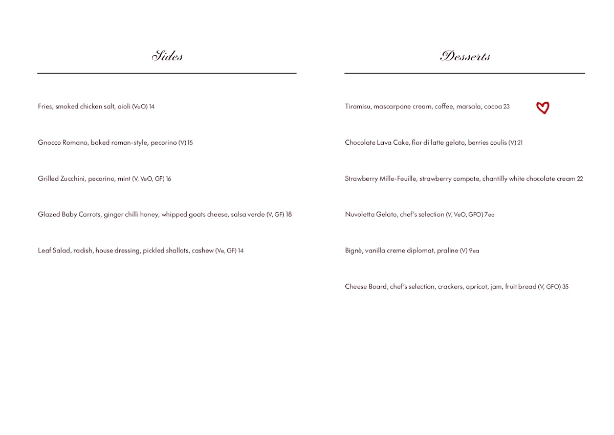 Menu, Amatrice Rooftop Restaurant