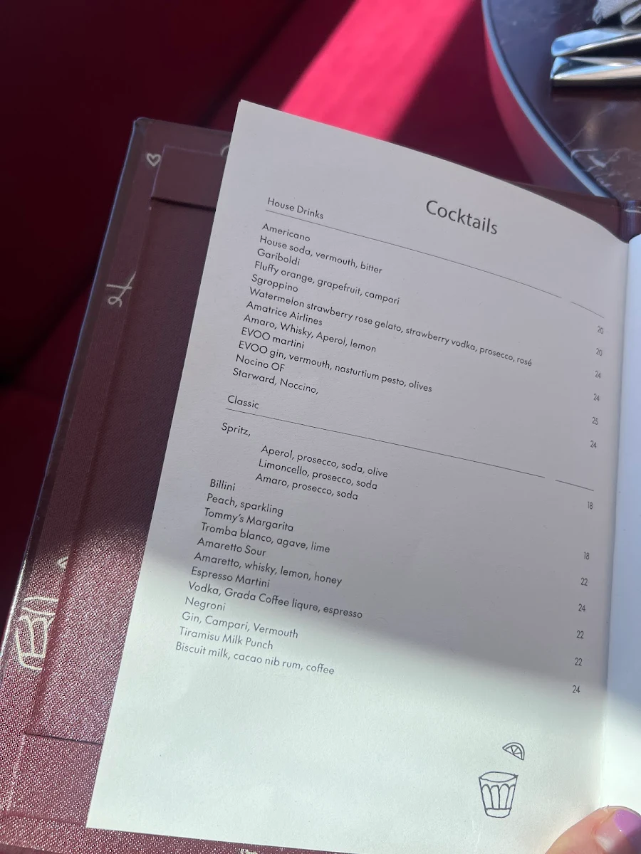 Menu, Amatrice Rooftop Restaurant