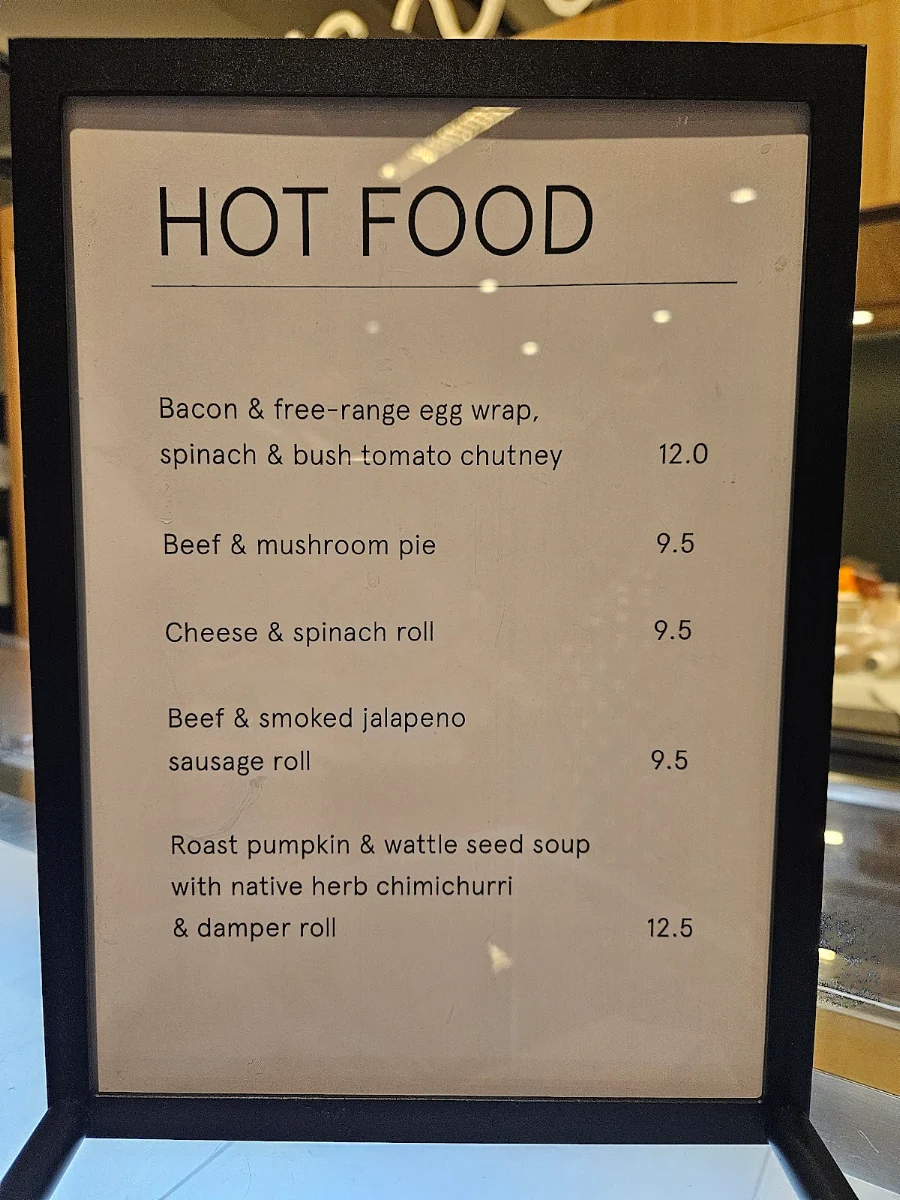 Menu, Billabong Waterhole