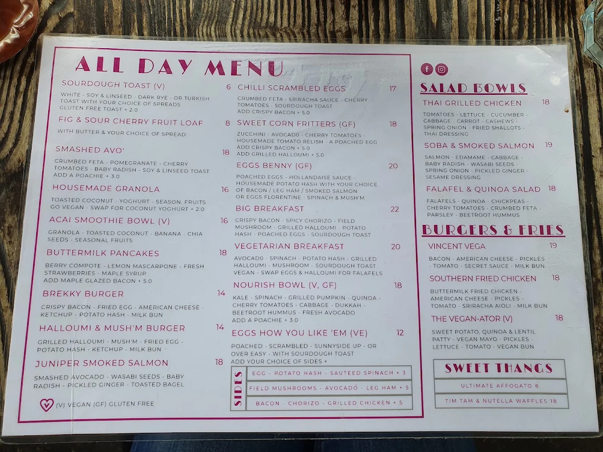 Menu, Hunter's Corner