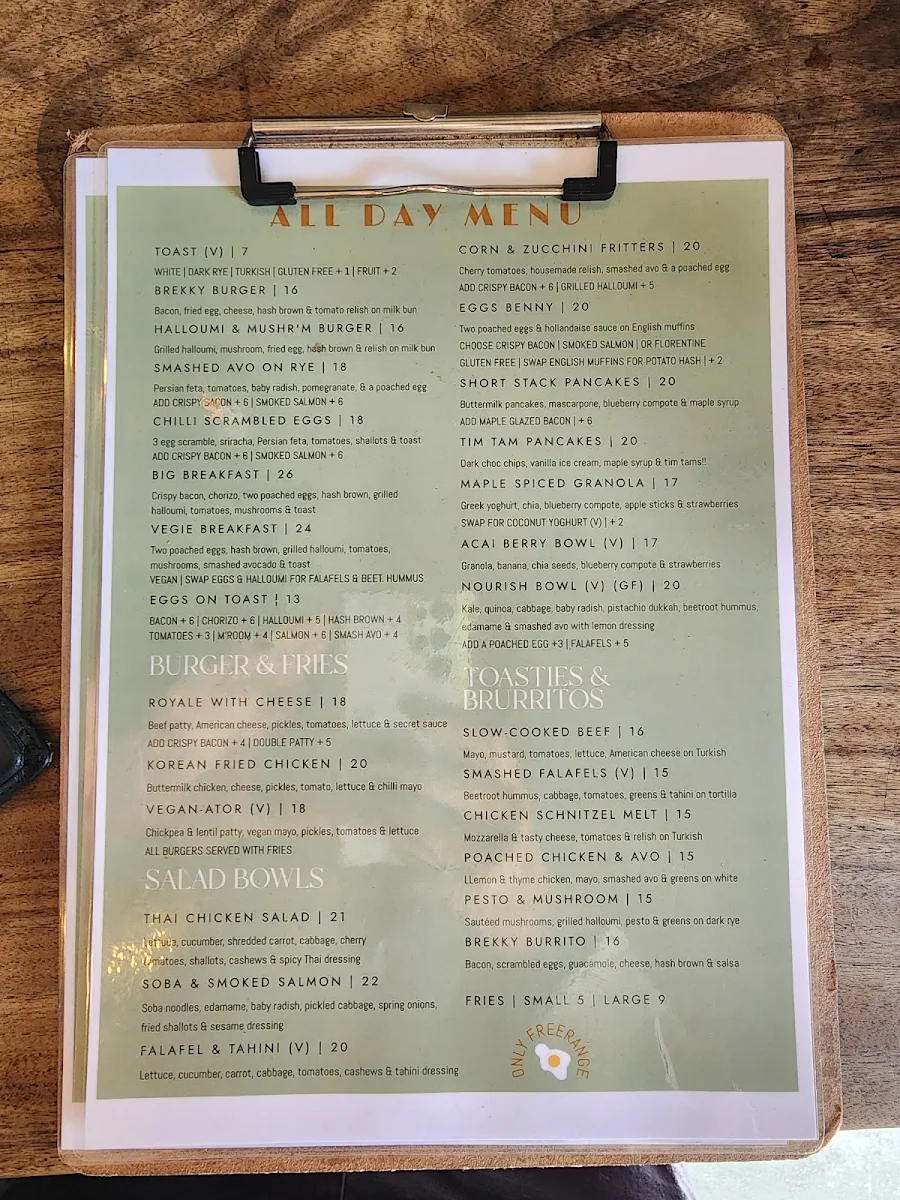 Menu, Hunter's Corner