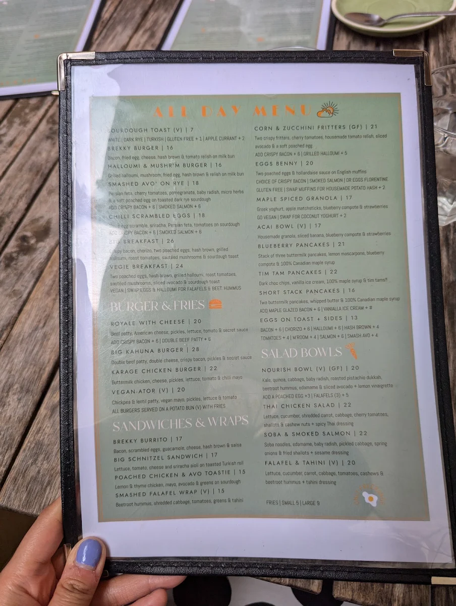 Menu, Hunter's Corner