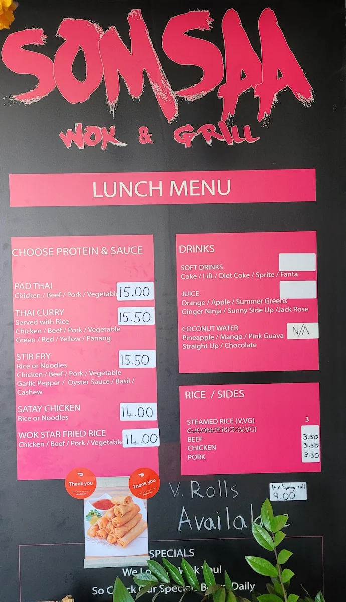 Menu, Som Saa Wok & Grill