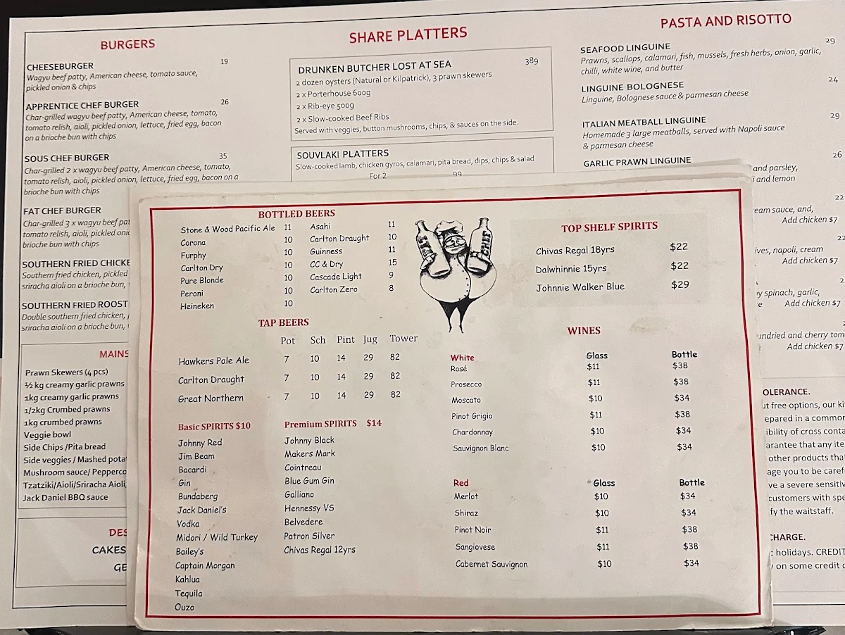 Menu, FAT CHEF FOREST HILL