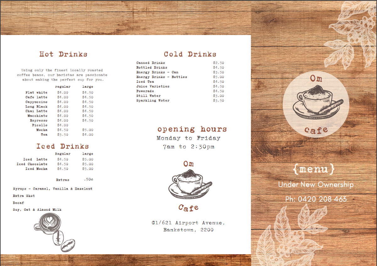 Menu, Om Cafeteria